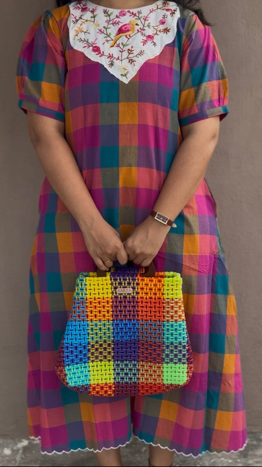 F136 Madras checks gown