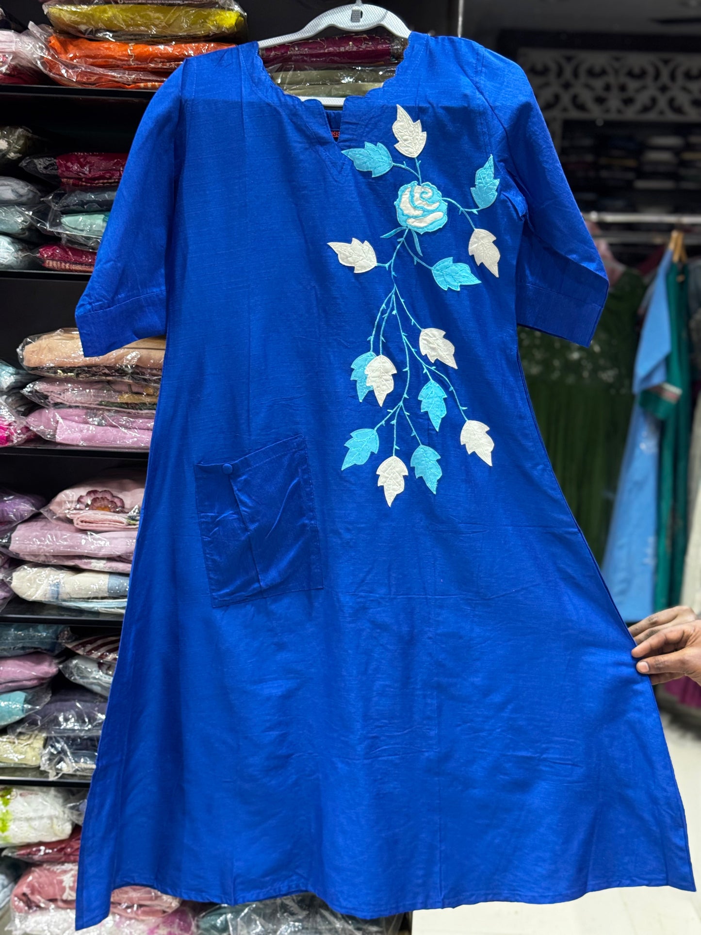 F74  SLUB SILK KURTI/GOWN