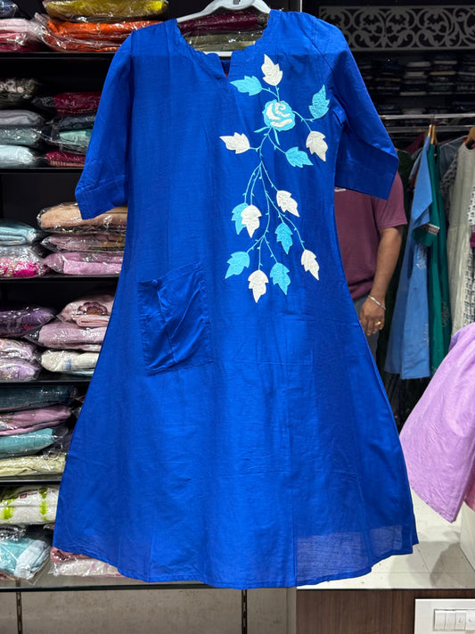F74  SLUB SILK KURTI/GOWN